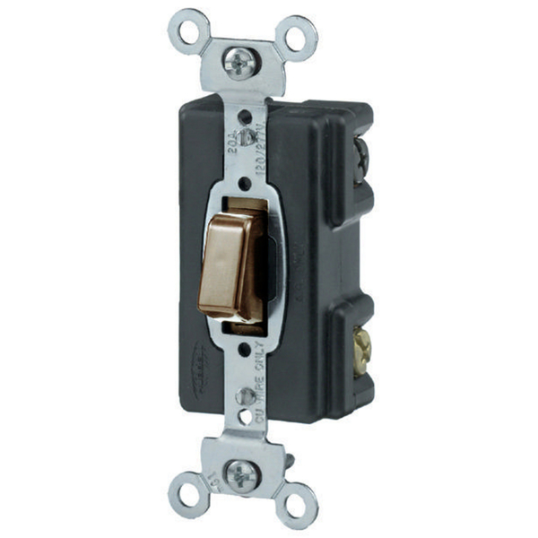 Hubbell Wiring Device-Kellems Industrial Grade, PresSwitch, General Purpose AC, Momentary Closed Single Pole, 20A 120/277V AC, Screw Terminals, Brown HBL1281MC